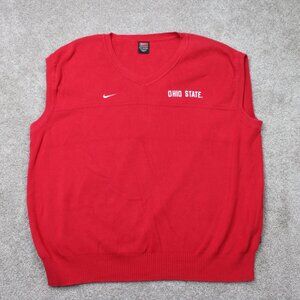 VTG Nike OSU Sweater Vest Mens 2XL XXL Red Mini Swoosh Ohio State University
